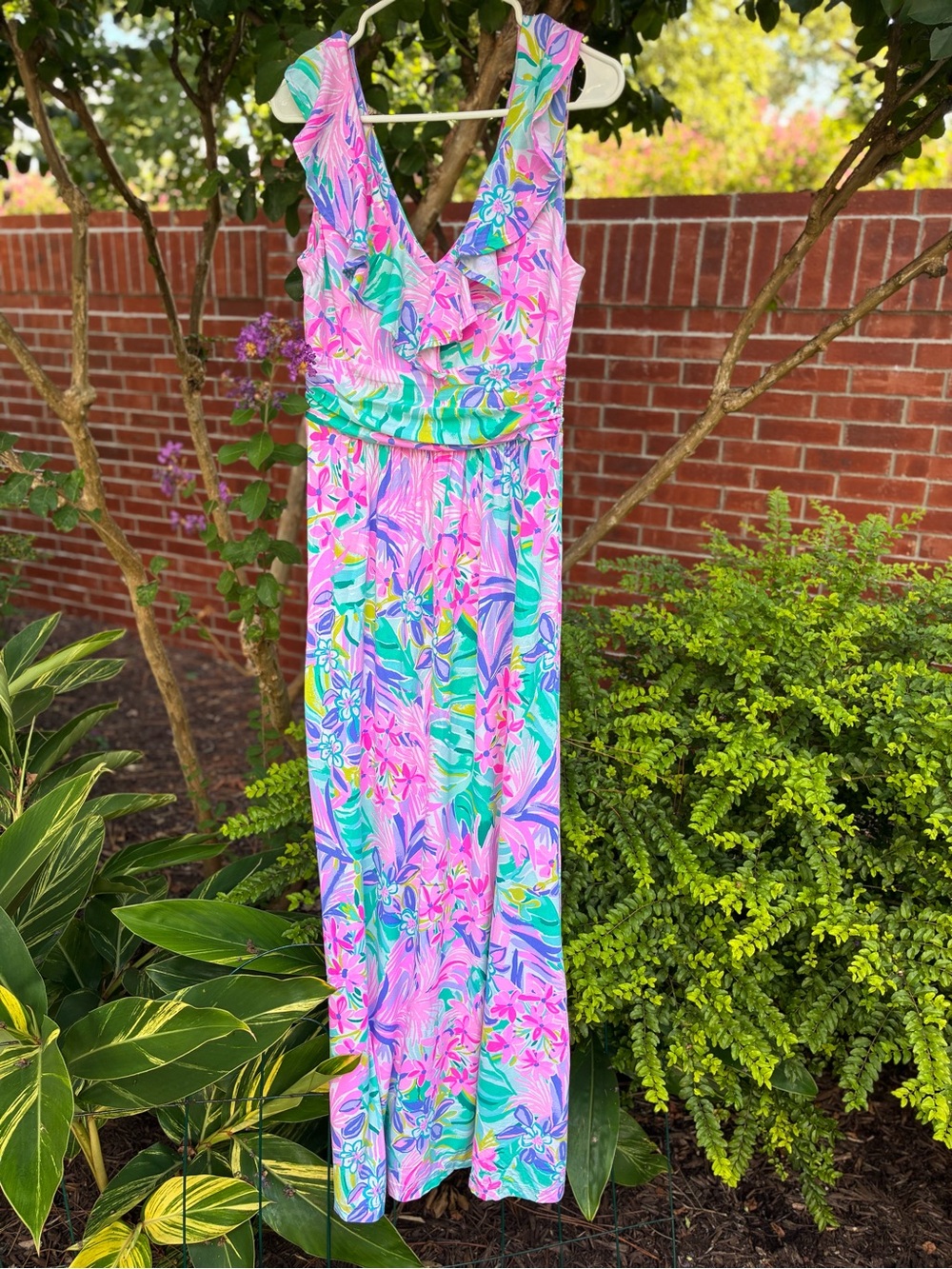 LILLY PULITZER Mirella Maxi Dress “It Was All A Dream” Floral V Neck Size M - Picture 4 of 12